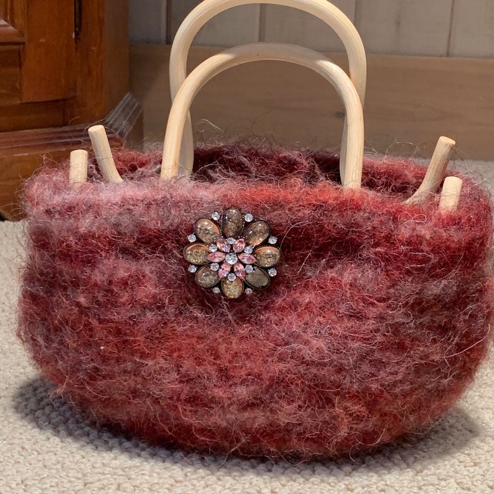 Felted purse with crystal brooch